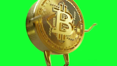 Bitcoin character. Realistic 4k green screen animation. Видео 301031003