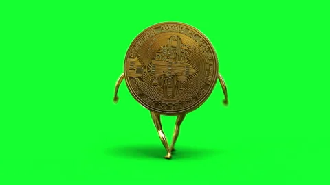 Bitcoin character. Realistic 4k green screen animation. 库存影片 301031534