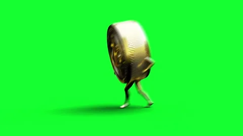 Bitcoin character. Realistic 4k green screen animation. Vídeo Stock 301031703