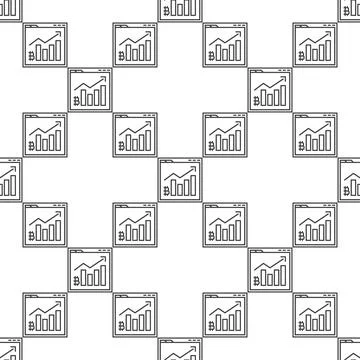 Bitcoin Chart in Browser vector Investing in BTC seamless pattern in thin l.. Illustrazione stock