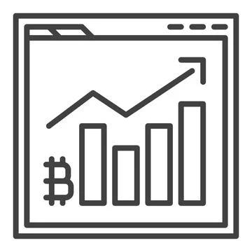 Bitcoin Chart in Browser vector Investing in BTC icon or sign in thin line .. Illustrazione stock