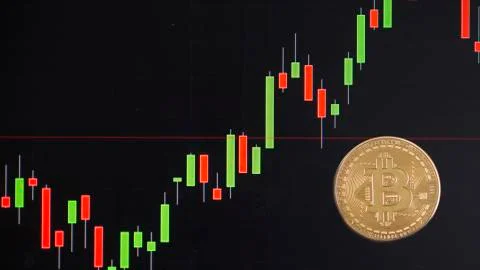 Bitcoin chart, cryptocurrency coin Фото
