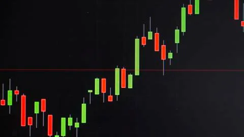 Bitcoin chart, cryptocurrency coin Stock Photos