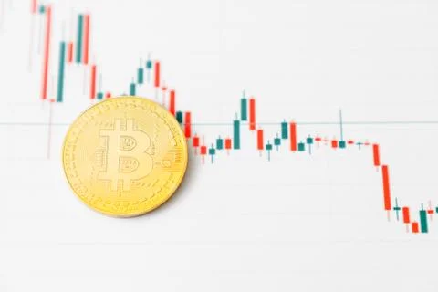 Bitcoin chart . Cryptocurrency is the currency of the future. Stock Photos