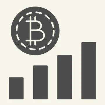 Bitcoin chart solid icon. Crypto graph vector illustration isolated on white Stock Illustration