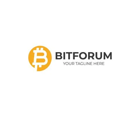 Bitcoin chat logo design. Bitcoin sign and speech bubble vector design Stock Illustration