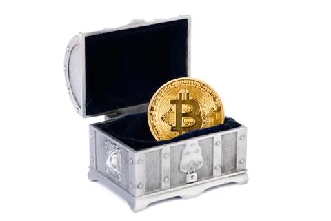 Bitcoin in a chest Stock Photos