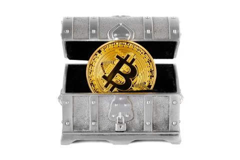 Bitcoin in a chest Stock Photos