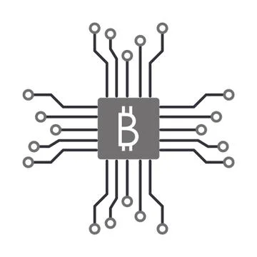 Bitcoin chip circuit symbol technology Stock Illustration