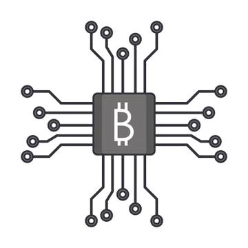 Bitcoin chip circuit symbol technology Stockillustratie