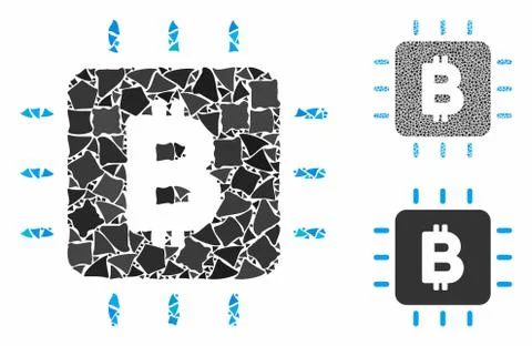 Bitcoin chip Composition Icon of Abrupt Elements 스톡 일러스트