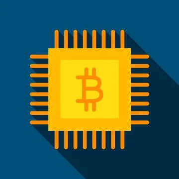 Bitcoin Chip Flat Icon 스톡 일러스트