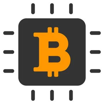 Bitcoin Chip Flat Icon Illustrazione stock