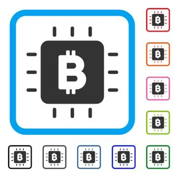 Bitcoin Chip Framed Icon Illustrazione stock