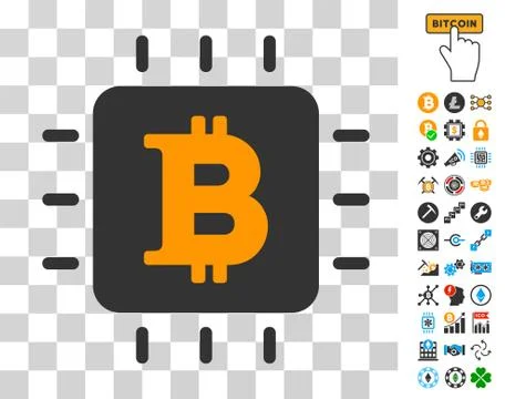 Bitcoin Chip Icon with Bonus Stock Illustration