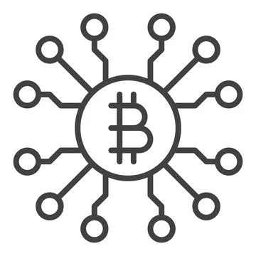 Bitcoin Chip vector Crypto Technology linear icon or symbol Illustration