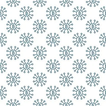 Bitcoin Chip vector Crypto Technology linear seamless pattern イラスト素材