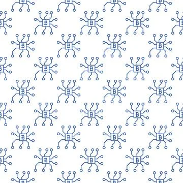 Bitcoin Chip vector Cryptocurrency seamless pattern in outline style イラスト素材