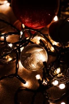 Bitcoin christmas concept Stock Photos