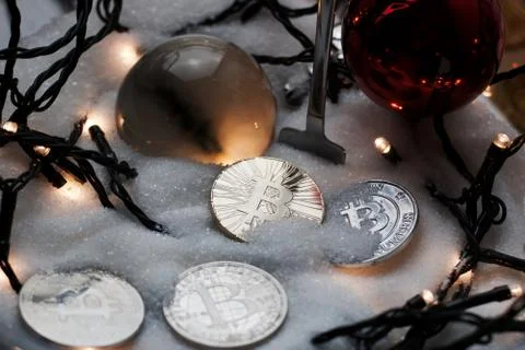 Bitcoin christmas concept Stock Photos