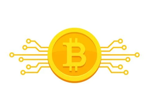 Bitcoin with circuit board icon Stock Illustration