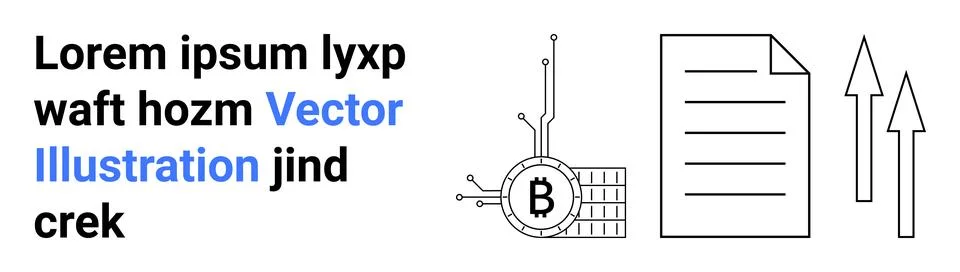 Bitcoin Circuit Integration with Document Management and Growth Arrows Repr.. Stock Illustration