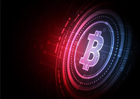 Bitcoin Circuit technology background with hi-tech digital Stock Illustration