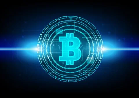 Bitcoin Circuit technology background with hi-tech digital Stock Illustration