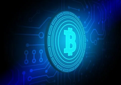 Bitcoin Circuit technology background with hi-tech digital Stock Illustration