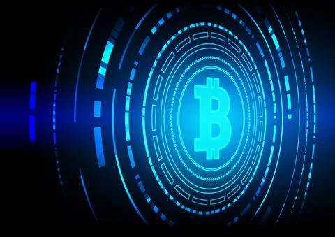 Bitcoin Circuit technology background with hi-tech digital Stock Illustration