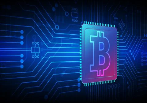 Bitcoin Circuit technology background with hi-tech digital Illustrazione stock