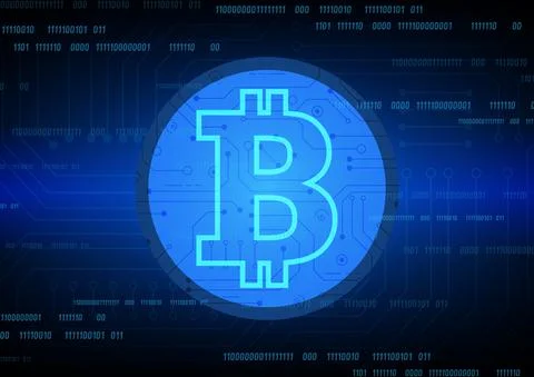 Bitcoin Circuit technology background with hi-tech digital Stock Illustration