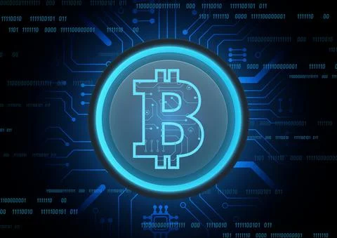 Bitcoin Circuit technology background with hi-tech digital Stock Illustration