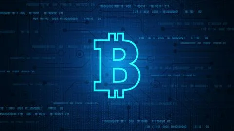 Bitcoin Circuit technology background with hi-tech digital Stock Illustration