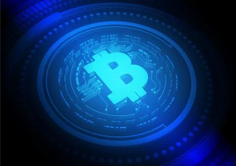 Bitcoin Circuit technology background with hi-tech digital Stock Illustration