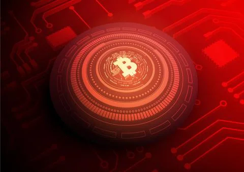 Bitcoin Circuit technology background with hi-tech digital Stock Illustration