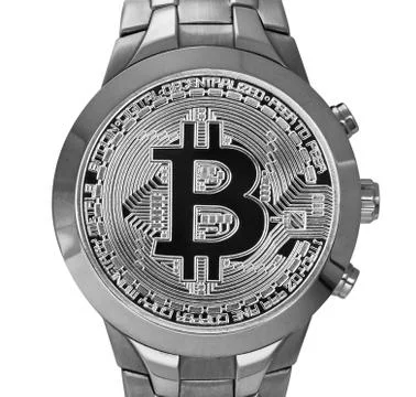Bitcoin on the clock face Stock Photos