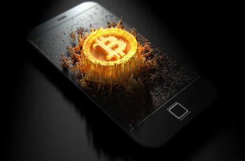 Bitcoin Cloner Smartphone Stock Illustration