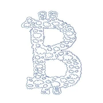 Bitcoin cloud hand-drawn symbol Stock Illustration