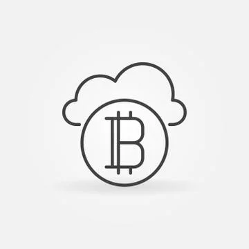 Bitcoin with cloud icon - vector cryptocurrency concept symbol Stockillustratie