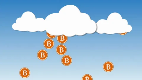 Bitcoin Cloud Mining, abstract background Stock Footage 89823905
