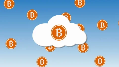 Bitcoin Cloud Mining, abstract background Stock Footage 89824048