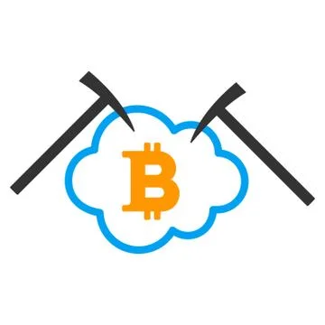 Bitcoin Cloud Mining Flat Icon Stockillustratie