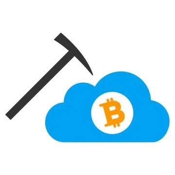 Bitcoin Cloud Mining Flat Icon Stock Illustration