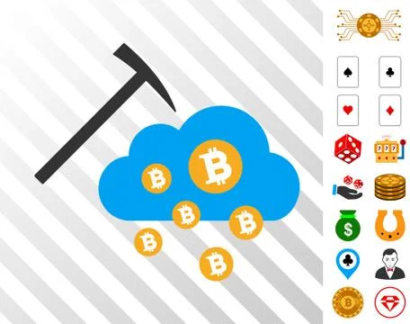 Bitcoin Cloud Mining Icon with Bonus イラスト素材