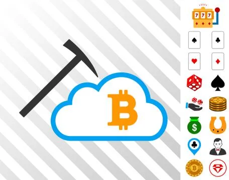 Bitcoin Cloud Mining Icon with Bonus 스톡 일러스트