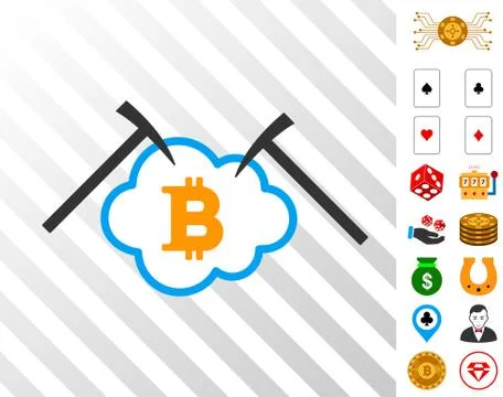 Bitcoin Cloud Mining Icon with Bonus 스톡 일러스트