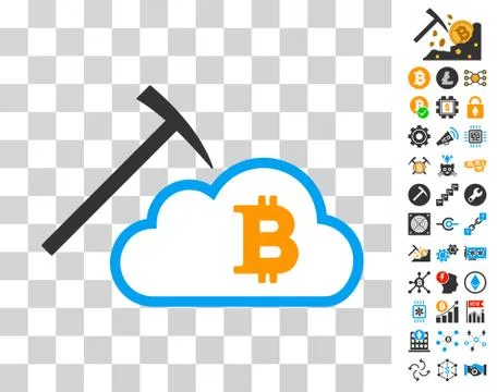 Bitcoin Cloud Mining Icon with Bonus Stock Illustration