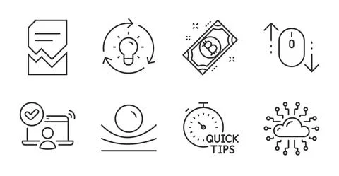 Bitcoin, Cloud network and Scroll down icons set. Idea, Online access and イラスト素材