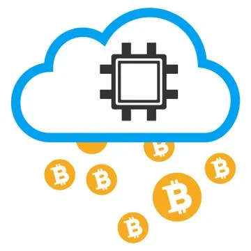 Bitcoin Cloud Pool Flat Icon Stock Illustration